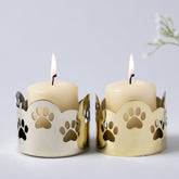 Paw Print Mixed Metal Candle Holder - Aaria Tees