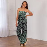 Geo Print Tie Back Strapless Jumpsuit - Aaria Tees