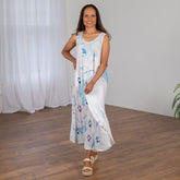 Marbleous Paw Print Hand Crafted Long Dress - Aaria Tees