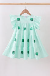Mint clover sequin ruffle tiered dress - Aaria Tees