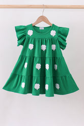 Green clover sequin ruffle tiered dress - Aaria Tees