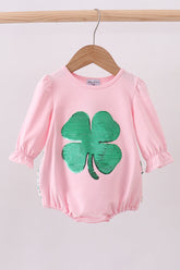Pink clover glitter ruffle bubble - Aaria Tees