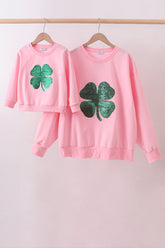 Pink clover glitter mom&me top - Aaria Tees