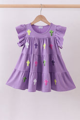Lavender cross sequin tiered dress - Aaria Tees