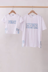 White MAMA bow applique mom&me top - Aaria Tees