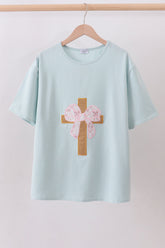 Blue bowknot cross applique top - Aaria Tees