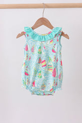 Blue sailboat print ruffle bubble - Aaria Tees