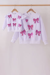 White bow sequin mom&me sweatshirt - Aaria Tees