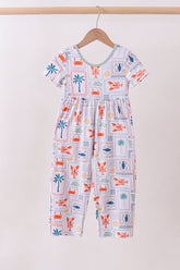 Coconut trees lobsters print bamboo jumpsuit - Aaria Tees