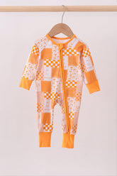 Tennessee floral checkered long sleeve bamboo romper - Aaria Tees