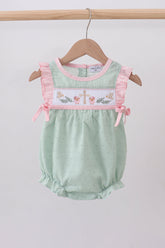 Green swiss dot cross sheep ruffle bubble - Aaria Tees