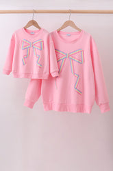 Pink hand-sewn bow mom&me sweatshirt - Aaria Tees