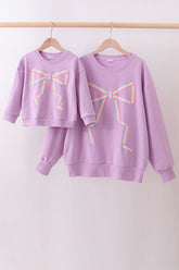 Purple hand-sewn bow mom&me sweatshirt - Aaria Tees