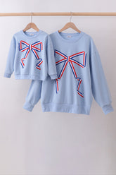 Blue hand-sewn bow mom&me sweatshirt - Aaria Tees