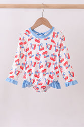 Blue cherry print rashguard - Aaria Tees