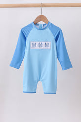 Blue crab embroidery one-piece swimsuit - Aaria Tees