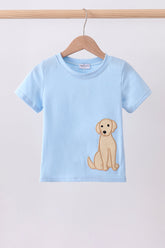 Blue puppy applique top - Aaria Tees