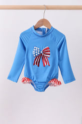 Blue bow sequin rashguard - Aaria Tees