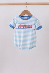 Blue flag embroidery stripe bubble - Aaria Tees