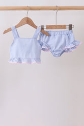 Blue Stripe 2pc Seersucker Swimsuit - Aaria Tees