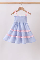 Blue Stripe Smocked Mom Dress - Aaria Tees