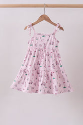 Pink golf print tiered dress - Aaria Tees