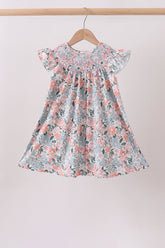 Pink Floral Smocked Knit dress - Aaria Tees