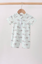 Green Stripe Shark UPF Swim One-Piece - Aaria Tees