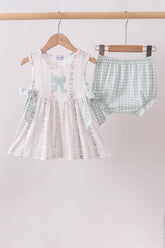 Bow Floral Applique Knit Bloomer Set - Aaria Tees