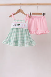 Green Golf Embroidered Ruffle Set - Aaria Tees