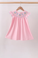 Pink Hydrangea Bow Smocked Dress - Aaria Tees