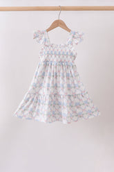 Blue Floral Ruffle Dress - Aaria Tees