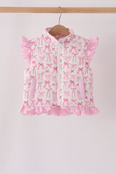 Pink bow ruffle vest - Aaria Tees