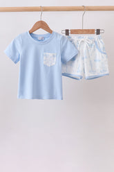 Blue Sailboat Shorts Set - Aaria Tees