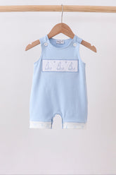 Blue Sailboat Embroidered Jon Jon - Aaria Tees
