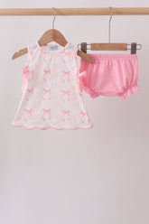 Pink Bow Print Bloomer Set - Aaria Tees