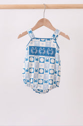 Blue Crab Embroidered Checkered Bubble - Aaria Tees