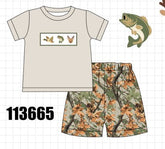 Camo Wildlife Embroidered Shorts Set - Aaria Tees