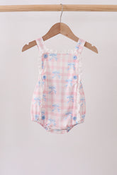 Pink Gingham Bow Print Lace Bubble - Aaria Tees