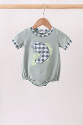 Green Fish Applique Bubble - Aaria Tees