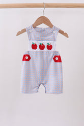 Blue Apple Embroidered Plaid Jon Jon - Aaria Tees