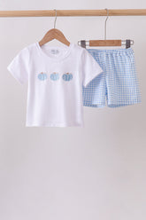 Blue Pumpkin Embroidered Gingham Shorts Set - Aaria Tees
