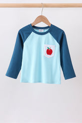 Teal Apple Embroidered Top - Aaria Tees