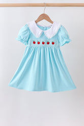 Blue Apple Smocked Lace Dress - Aaria Tees
