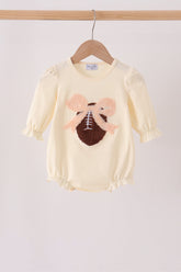 Cream Football French Knot Bubble - Aaria Tees