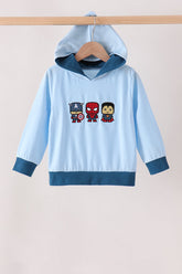 Blue character embroidery hoodie - Aaria Tees