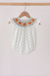 Sage pumpkin embroidery bow ruffle bubble - Aaria Tees