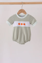 Sage pumpkin embroidery bubble - Aaria Tees