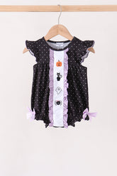 Black ghost spider embroidery ruffle bubble - Aaria Tees