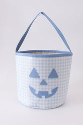 Blue Pumpkin Applique Gingham Basket - Aaria Tees